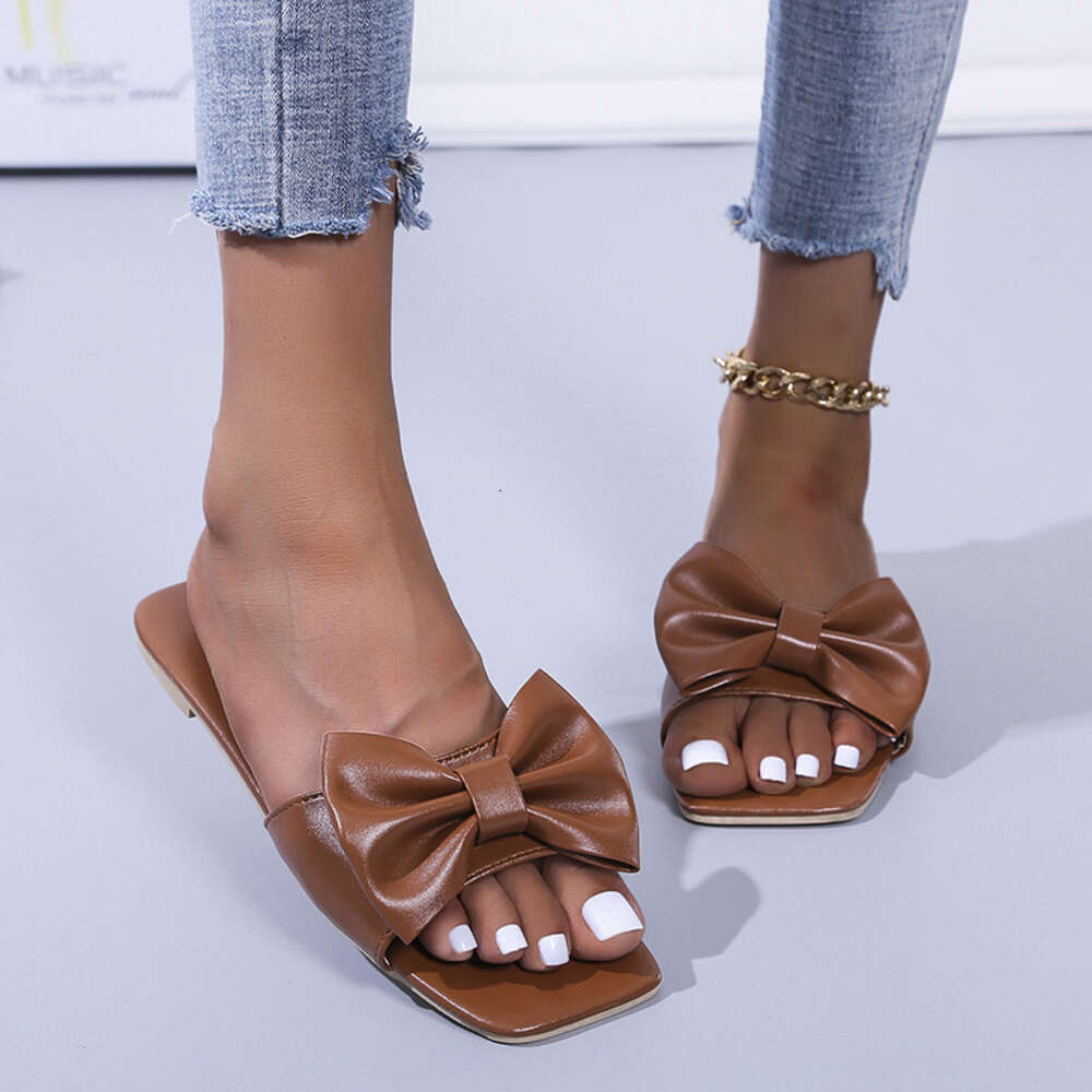 Jelly Slippers 2023 Summer New Fashion Bow Candy Color Daily Leisure Flat Bottomed Outdoor Holiday Women's Beach Sandals