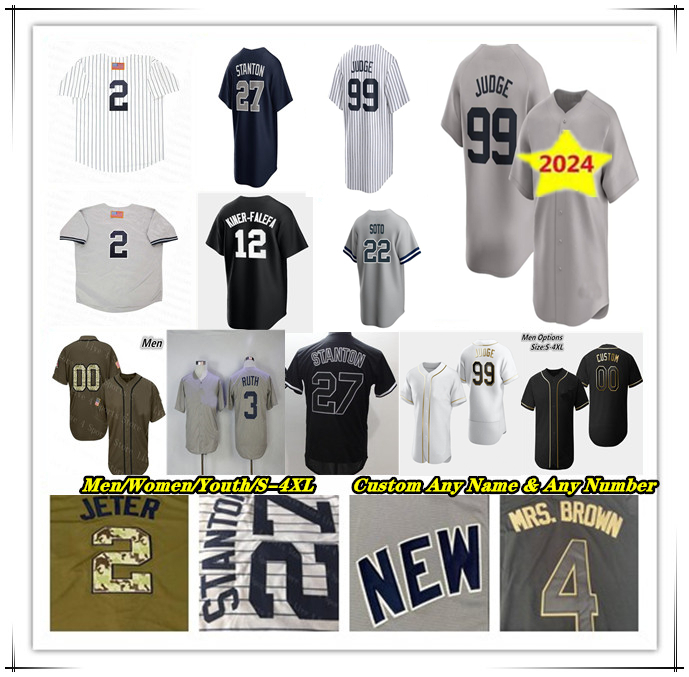 Aaron Judge Baseball Jersey Juan Soto Anthony Volpe Alex Verdugo Gleyber Torres Derek Jeter Giancarlo Stanton Oswaldo Cabrera Anthony Rizzo Austin Wells Rodon 4XL