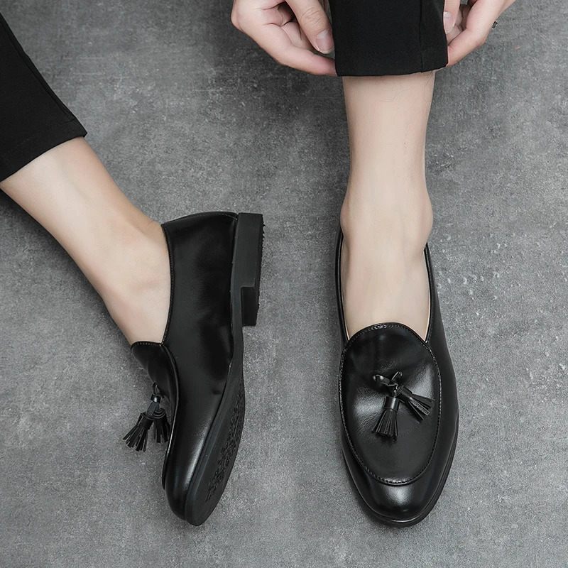 Tassel Loafers: Genuine Leather Mens Formal Slip-on Shoes hot for Office Wear