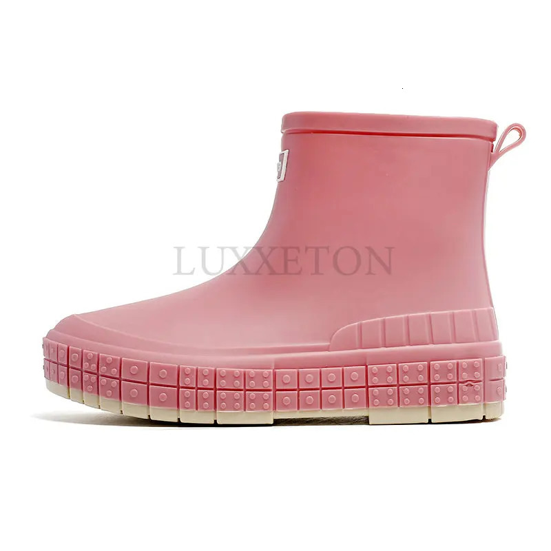 Top Rain Non-slip Womens Low Waterproof PVC Shoes Ankle Work Water Boots Fashion Solid Color Platform Overshoes