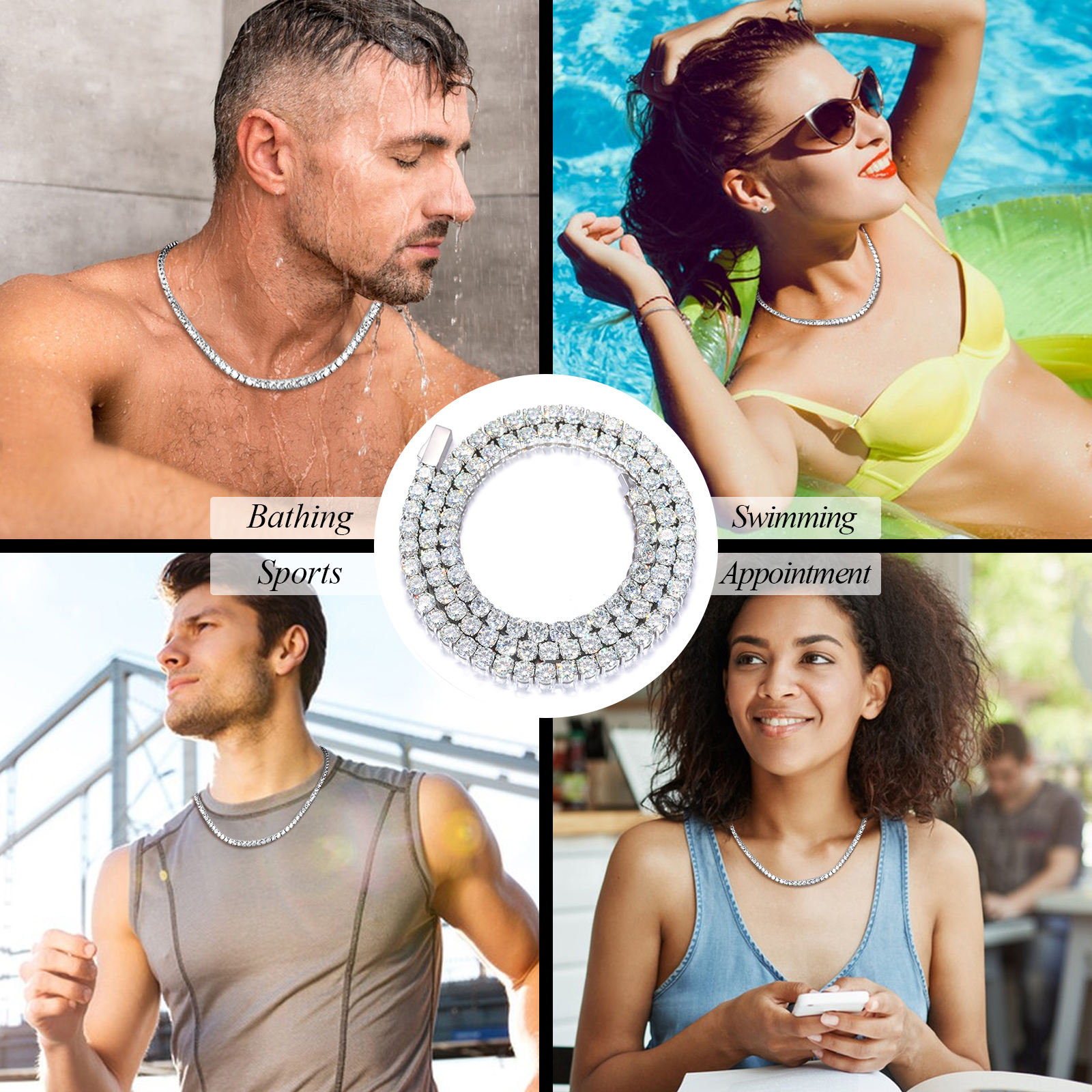 dia pass tester bracelet tennis hip hop necklace fashion jewelry 5mm vvs moissanites iced out cuban chain for men women1 wo1