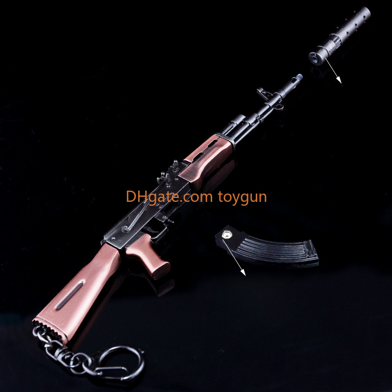 3D 1:3 AKM Mini Size Detachable Toy Gun Cannot Shoot Model Metal 21cm Small Alloy Keychain Look Real Collection Cs Pubg Jedi Prop Portable Durable Gif - view 6