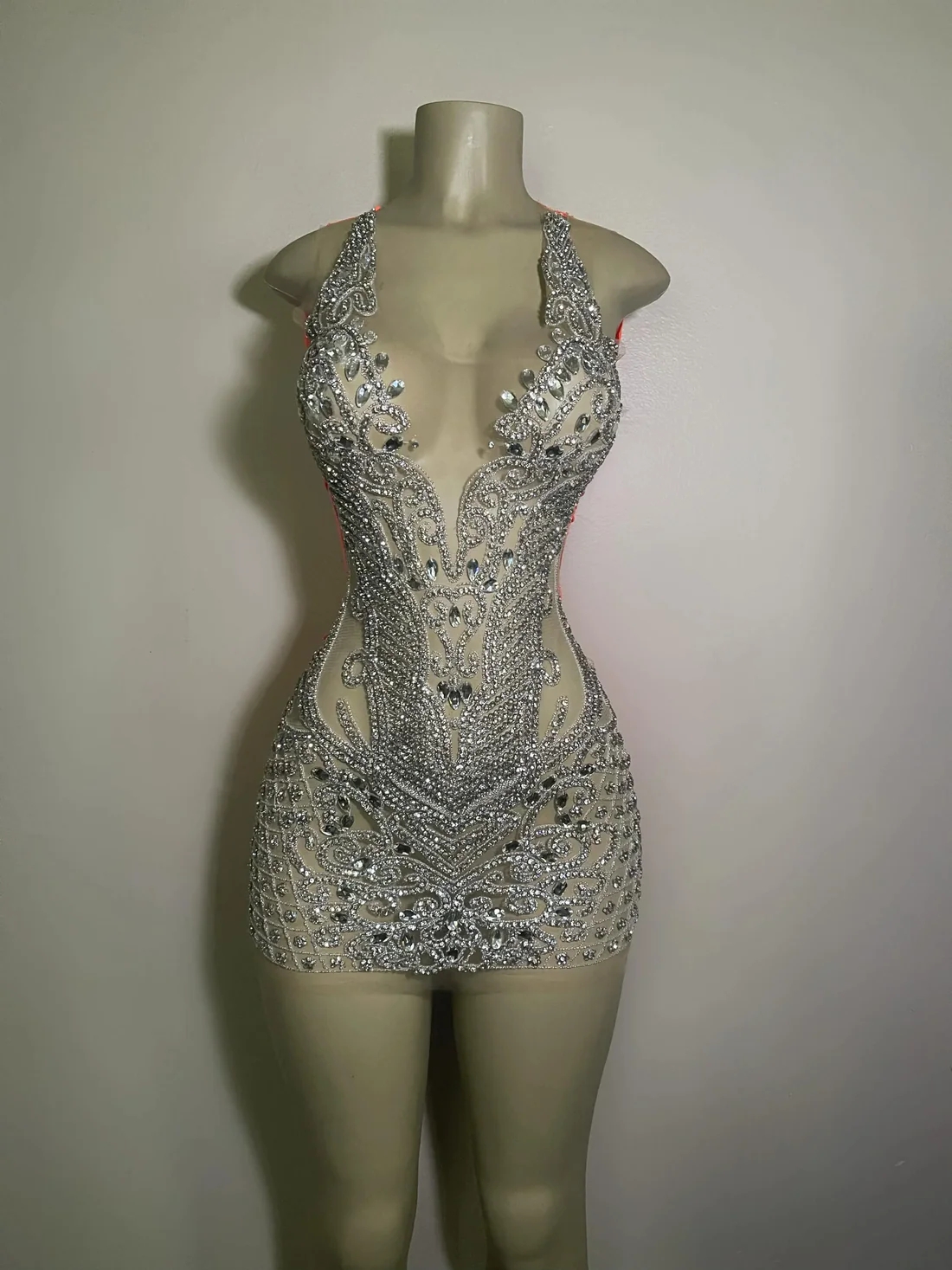 Silver Sexy Sheer Crystals Short Prom Dresses For Black Girls See Through African American Cocktail Dresses Birthday Party Homecoming Gowns J002