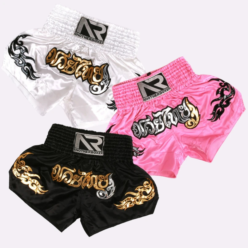 ANOTHERBOXER Muay Thai Shorts Embroidered MMA Fighting Clothing for Men Women Kids Boxing Training Short Pants 240615
