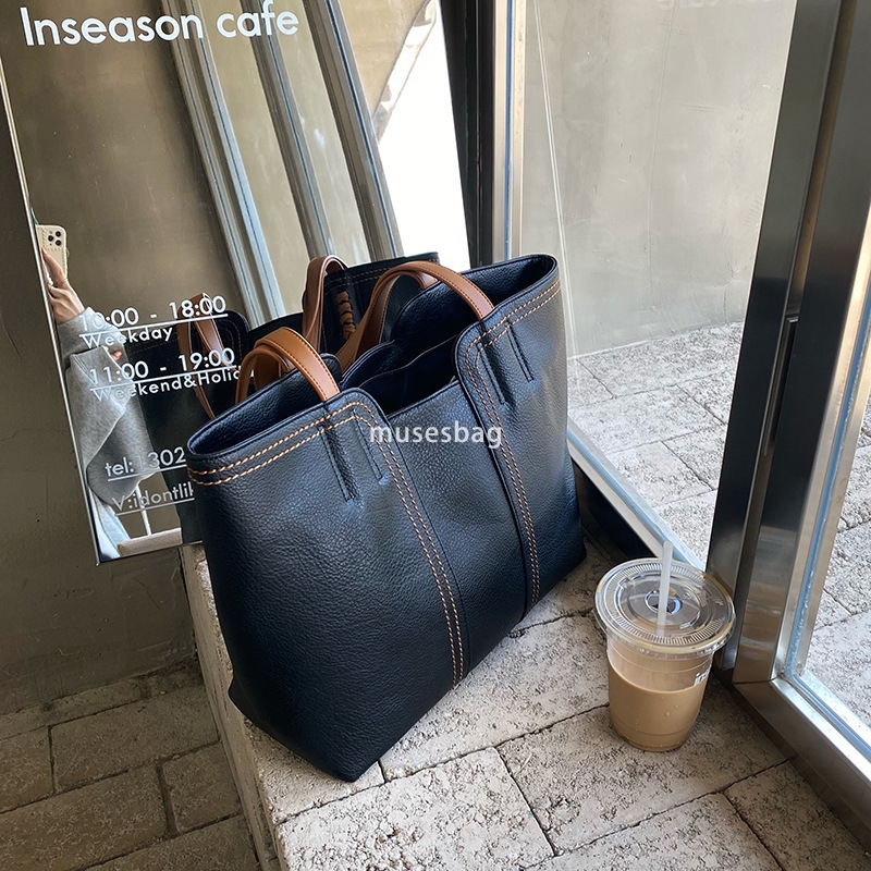 Designer Women's High Quality Classic Versatile Korean Fashion Simple Tote Bag Retro Large Capacity Commuting One Shoulder Handheld Large Bag