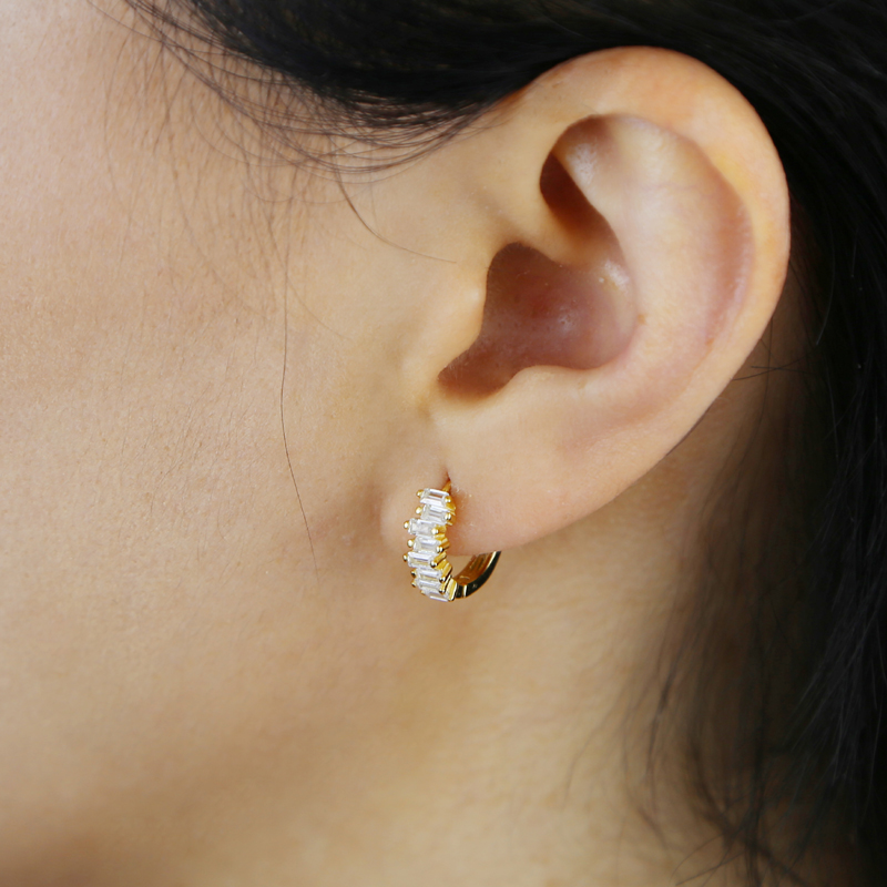 Sterg Sier Rainbow Zircon Hoop Earrings | Bg CZ Hie Hoops for Women