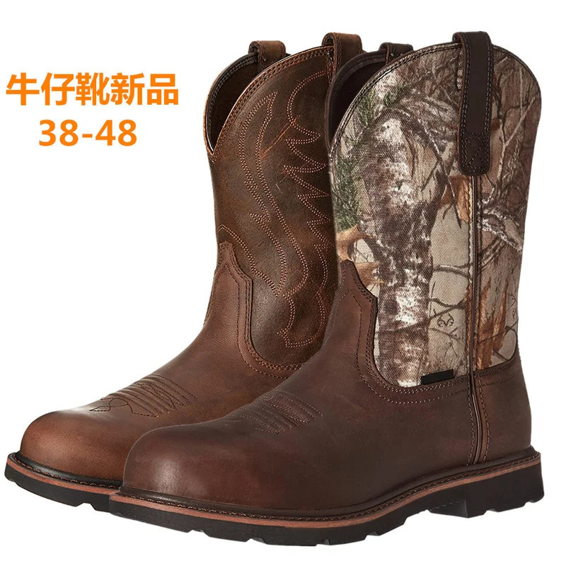 Autumn Winter European Retro Square Toe Hightop Knight Boots Snow Mens Cowboy Combat Women 240617 ca79