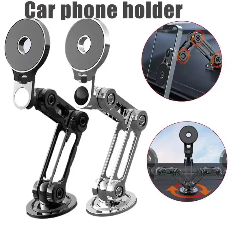 Metal Telescc Car Foldable Holder Magnetic Mobile Phone Mount Hands Free Cellphone Support Strong Suction Navigation Stand 240618