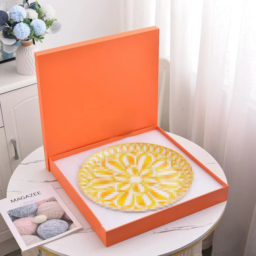 Designer's creative circular bone china large tray, high-end exquisite ceramic 16 inch tray, sushi dessert 41cm plate