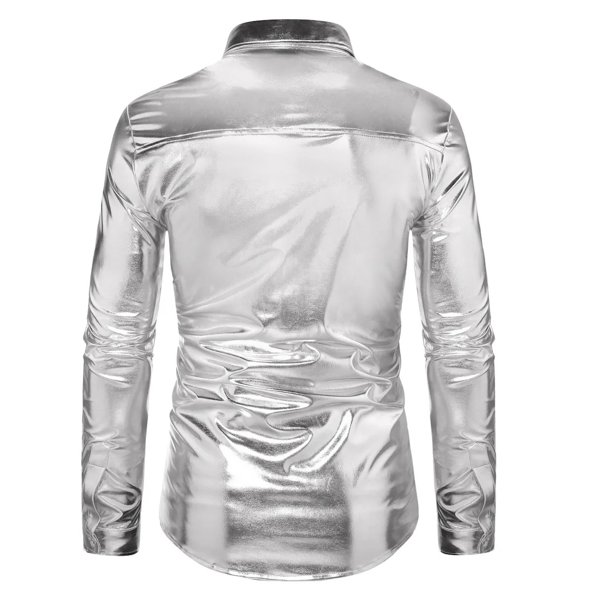 Mens Disco Metallic Shirts For Party Nightclub Sequins Shiny Long Sleeve Shirts Male Stylish Stage Banquet Chemise Hombre 240615