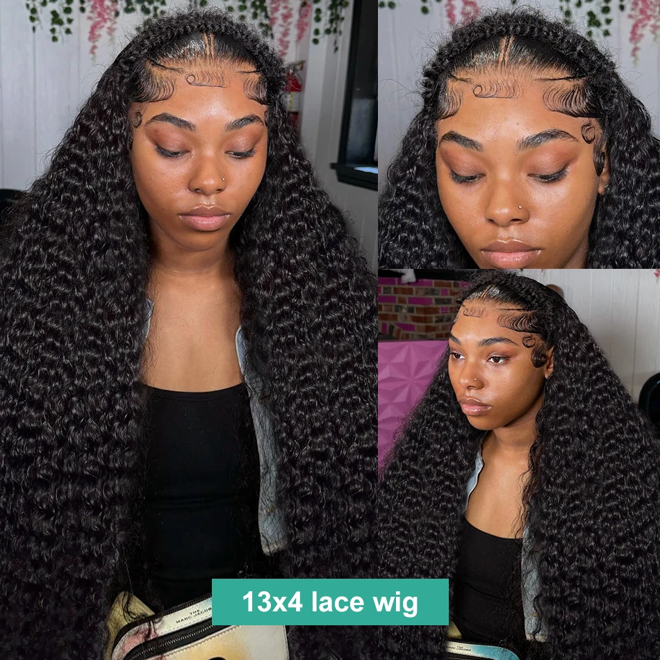 Free shipping 200 Density Human Hair Curly Wigs For women Deep 13x6 Hd Frontal 13x4 Water Wave Synthetic Lace Front Wig