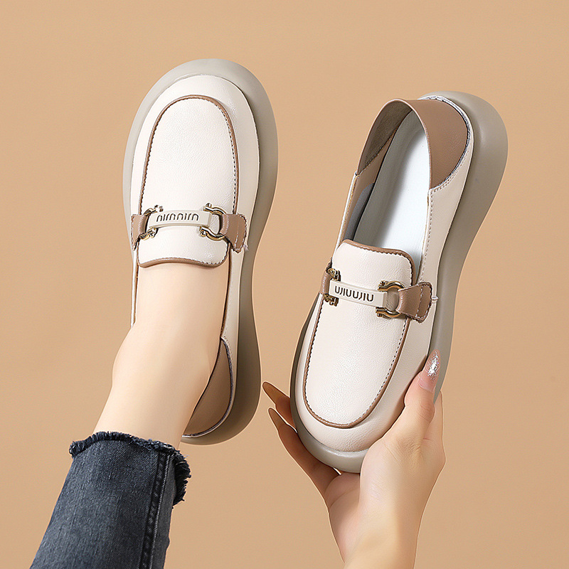 Slip-on flat bean shoes 2024 spring new soft sole loafers casual comfortable pregnant women mother shoes