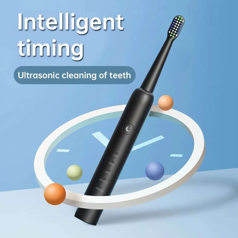 Jianpai Hollow Cup Acoustic Electric IPX7 Waterproof Black and White Body 6 Brush Head Automatic Toothbrush F618-28