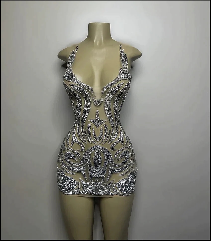 Silver Sexy Sheer Beaded Short Prom Dresses For Black Girls See Through African American Cocktail Dresses Birthday Party Homecoming Gowns