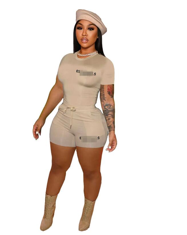 Womens Designer Clothing Tracksuits Summer Sports Outfits 2 Piece Pants Set Letter Printed Short Sleeve T Shirt And Shorts Suit