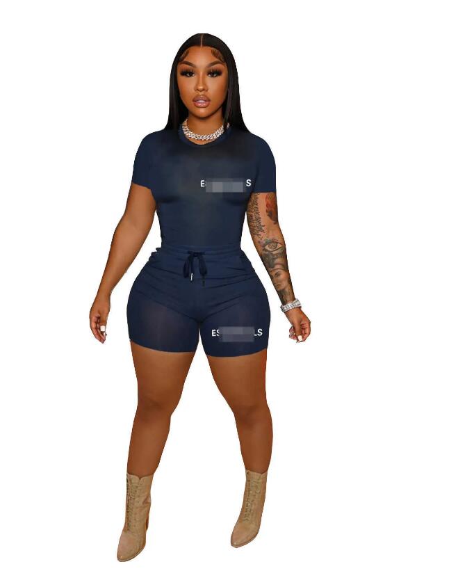 Womens Designer Clothing Tracksuits Summer Sports Outfits 2 Piece Pants Set Letter Printed Short Sleeve T Shirt And Shorts Suit