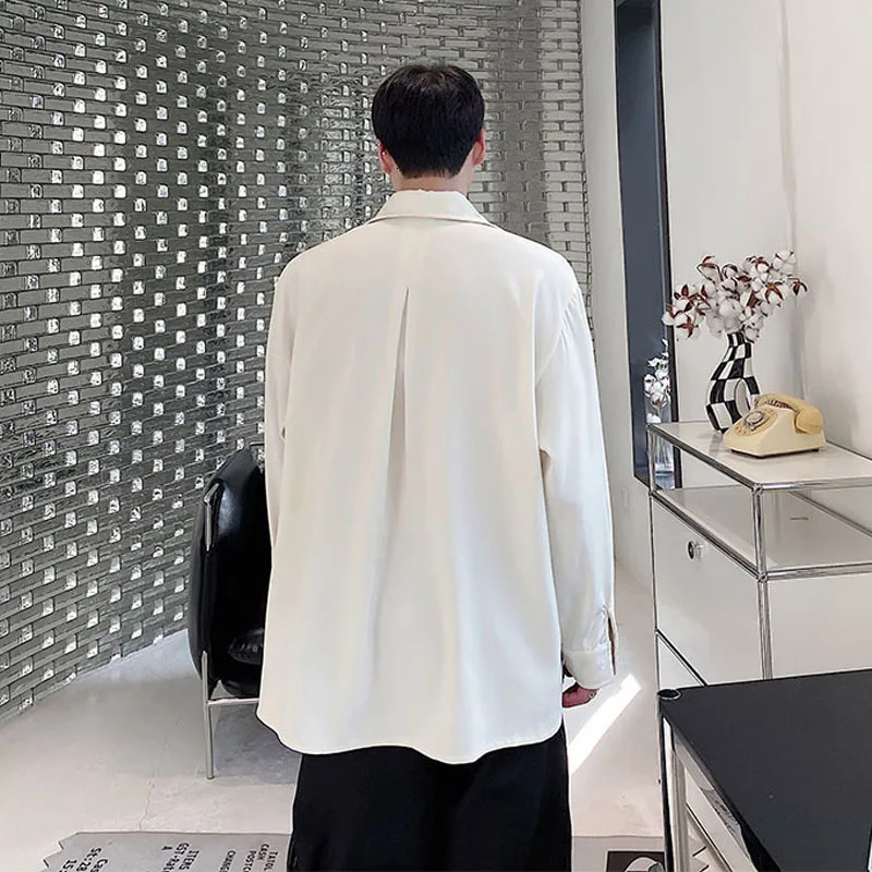 Men Strap Vintage Fashion Loose Casual Long Sleeve Shirts Male Japan Korean Net Celebrity Streetwear Shorts Blouses 240615