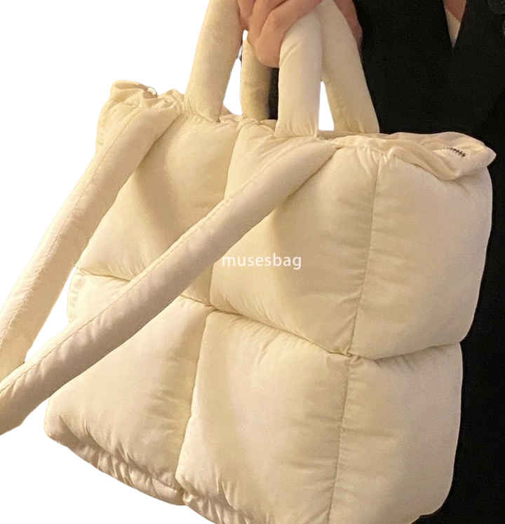 Advanced Women's European and American Lingge Multi functional Soft Cotton Large Capacity Tote Bag for Autumn and Winter Simple and Versatile Und