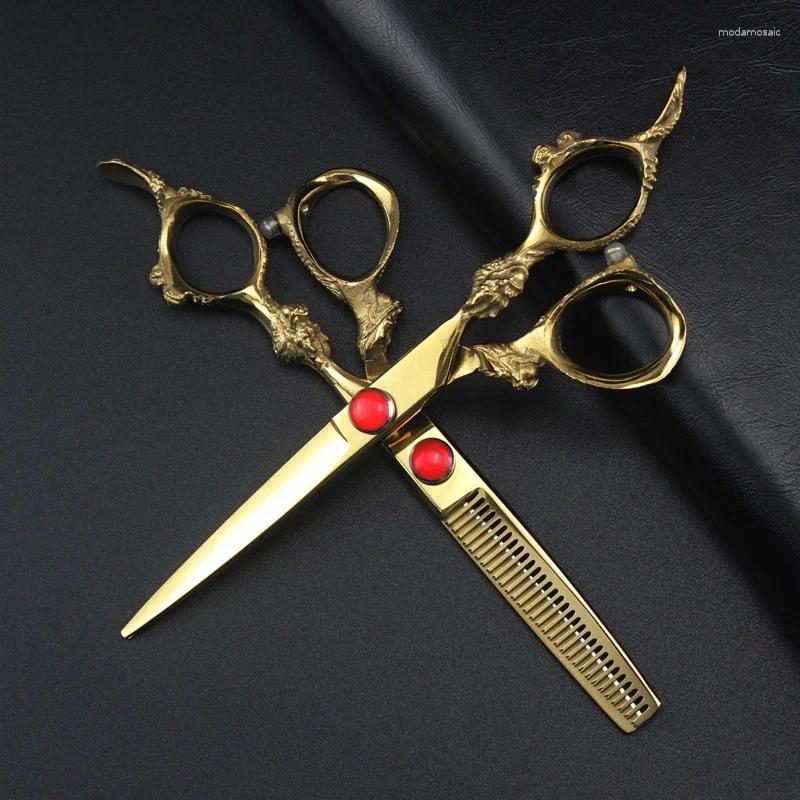 Gold Dragon Hair Cutting Scissors Haircut Thinning Barber Haircutting Shears Hairdresser free shipping