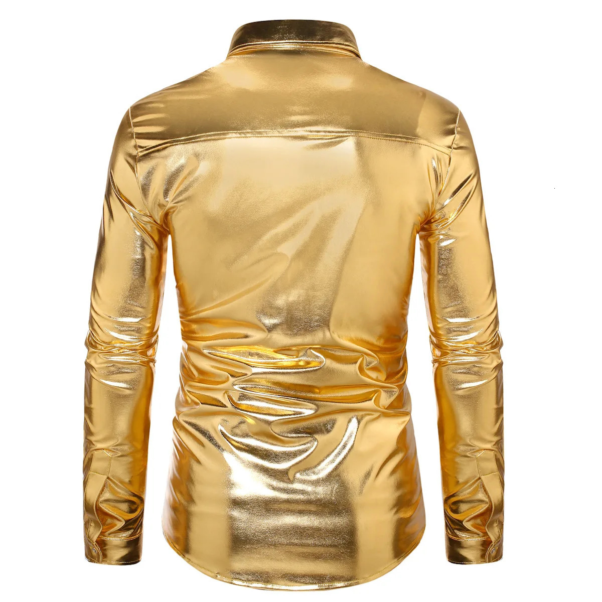 Mens Disco Metallic Shirts For Party Nightclub Sequins Shiny Long Sleeve Shirts Male Stylish Stage Banquet Chemise Hombre 240615