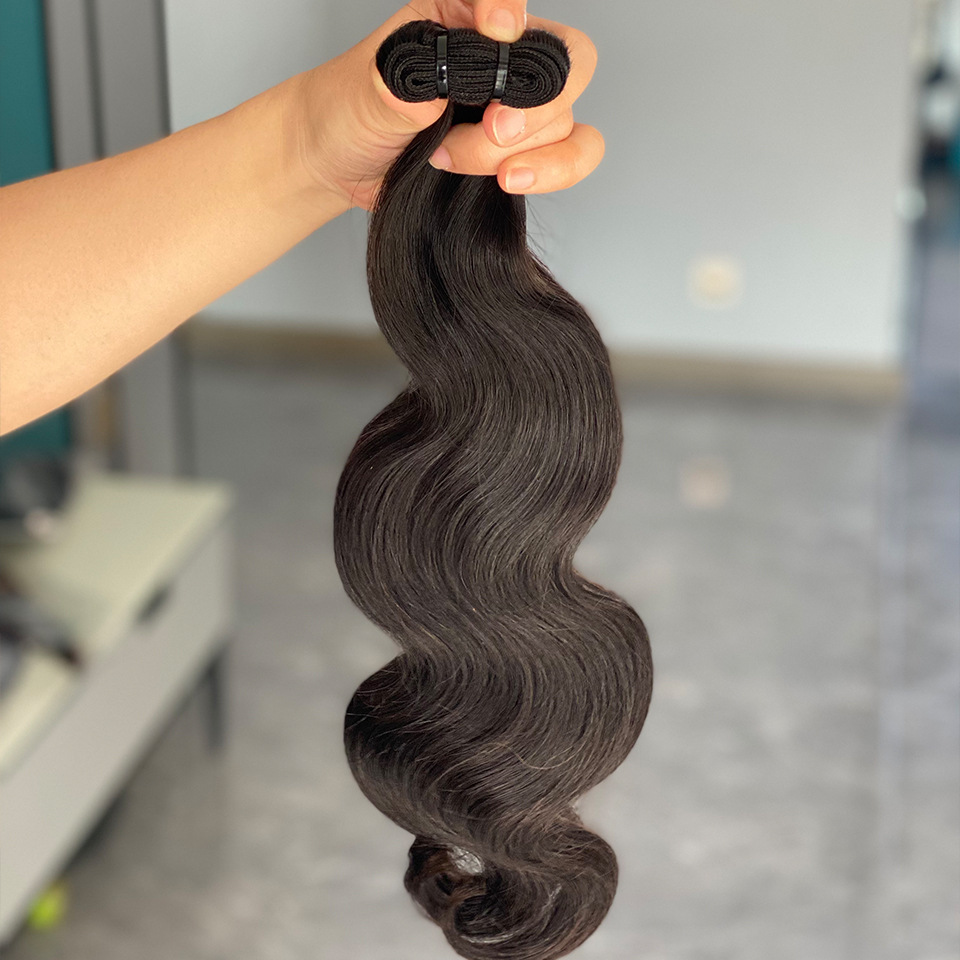 Brazilian Virgin Hair Extensions Body Wave Hair Weave Wholesale Human Hair Bundles Wefts for Women All Ages Natural Color Black 12-26 inch