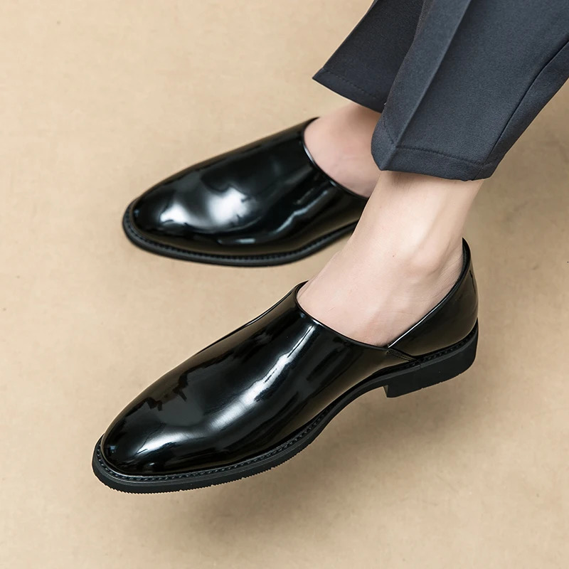 Loafers Fashion Mens Patent Leather Casual Business Driving Daliy Home Able to Step on Back Of the Shoes