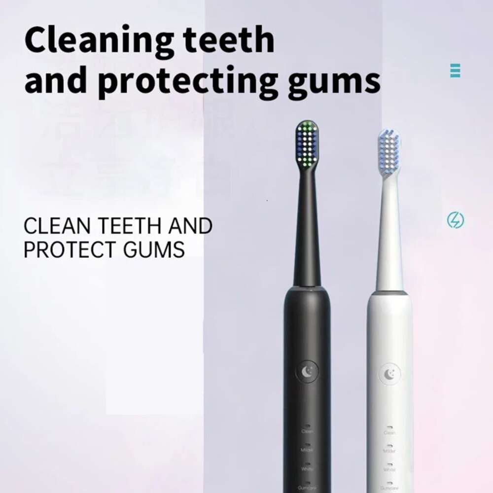 Jianpai Hollow Cup Acoustic Electric IPX7 Waterproof Black and White Body 6 Brush Head Automatic Toothbrush F618-28