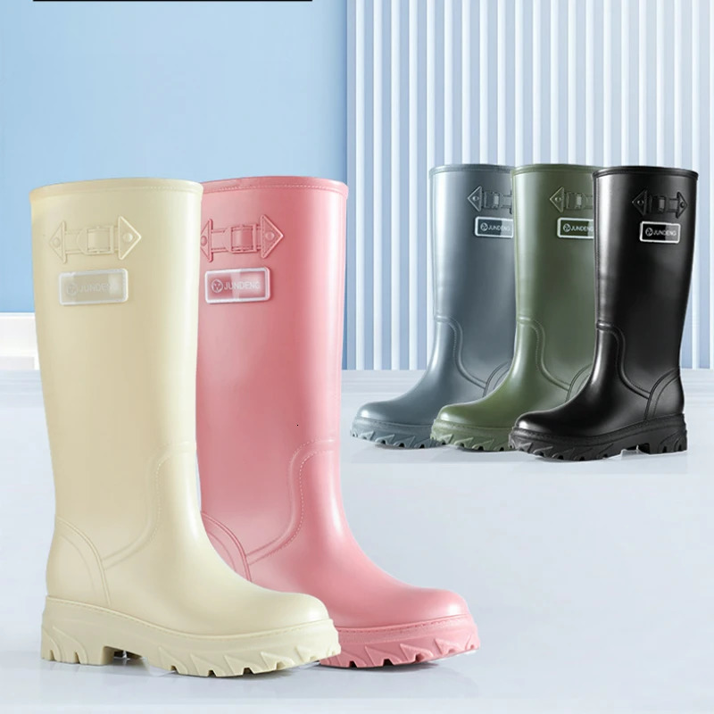 High Water Boots Woman Rain Rubber Shoes Waterproof Galoshes Garden Work Safety Rainboots Botas Lluvia Femenina 240618