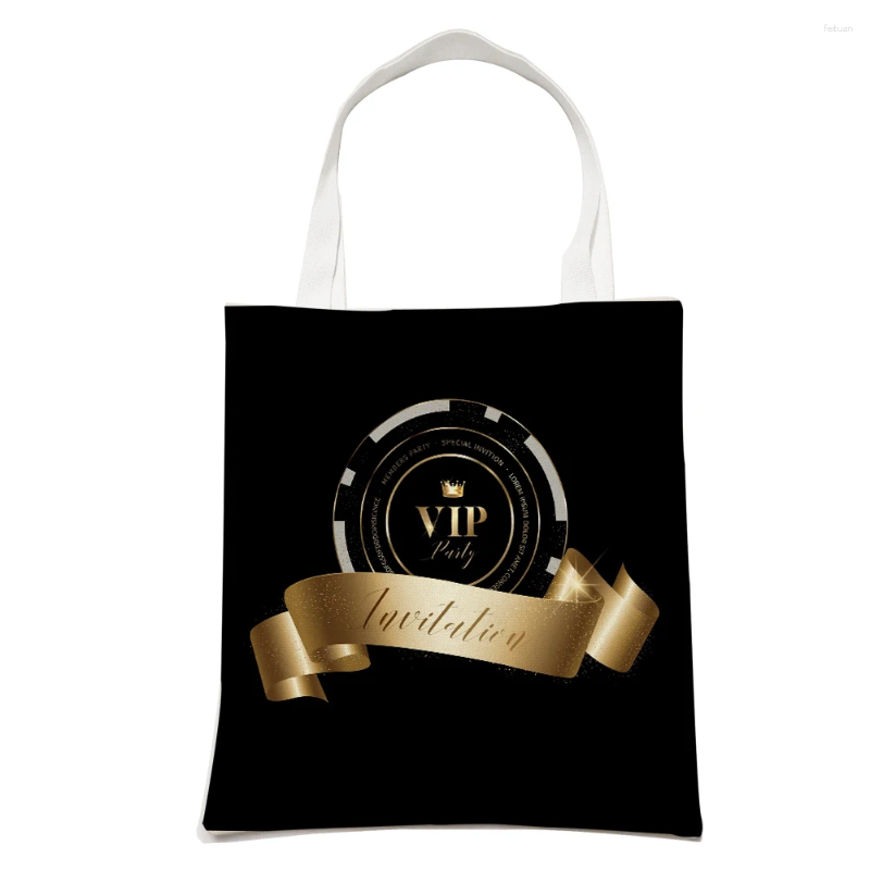 2025 NEW Shopping Bags Wholesale Black Vip Fashion Business Shoulder Bag For Girl Reusable Double Print Casual Children Canvas Tote Handbag zhanyishen