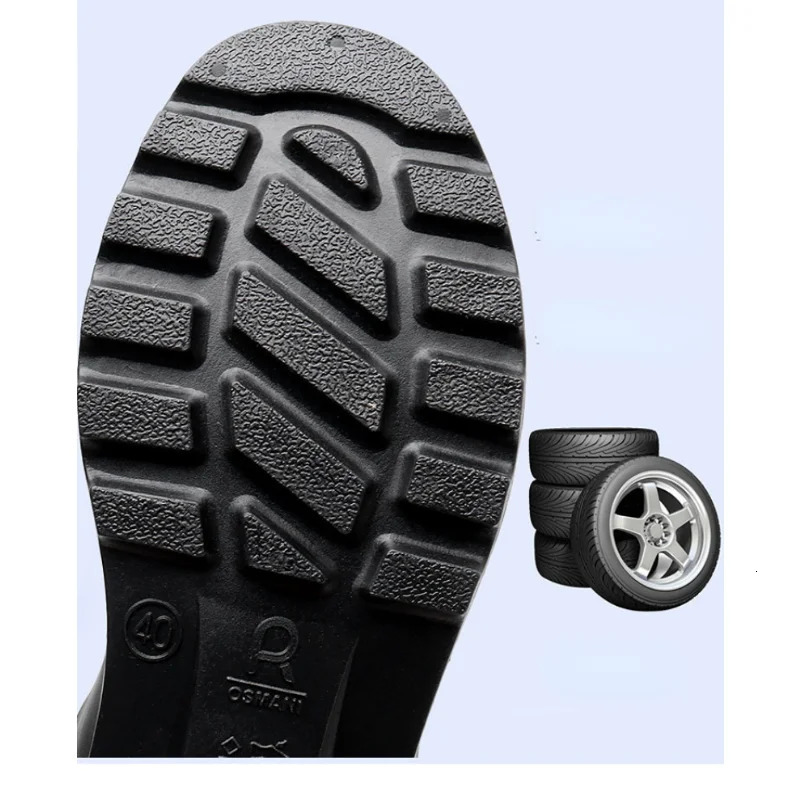 Mens Tall Rain Boots Fashion Work Waterproof Protective Solid Color Rain Boots Men Outdoor Work Rubber Boots Platform Boot 240618