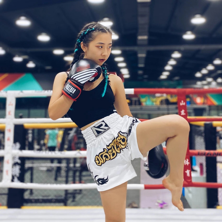 ANOTHERBOXER Muay Thai Shorts Embroidered MMA Fighting Clothing for Men Women Kids Boxing Training Short Pants 240615