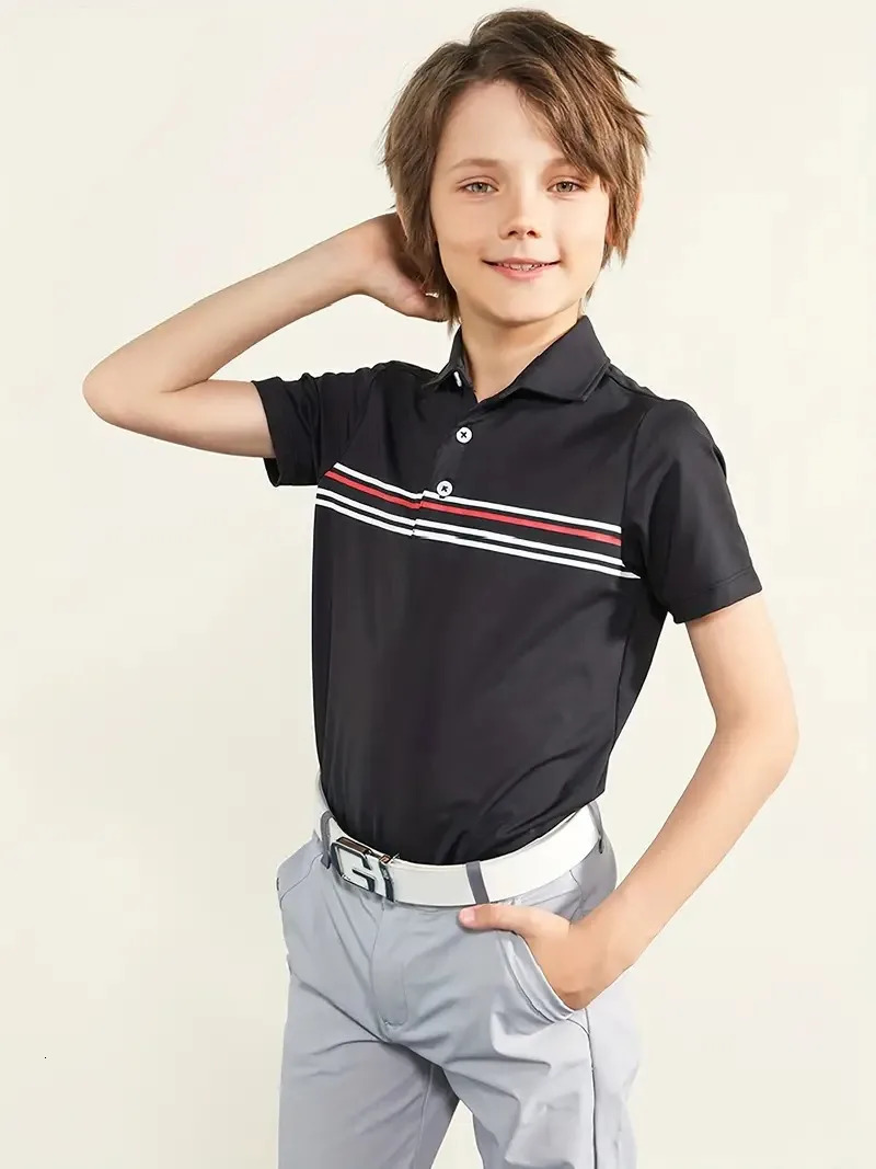 Summer Boys Golf Training Competition Team Jacket Children Tops Short Sleeve Clothes Kids Short-sleeved Shirts Men T Shirts Polo 240618