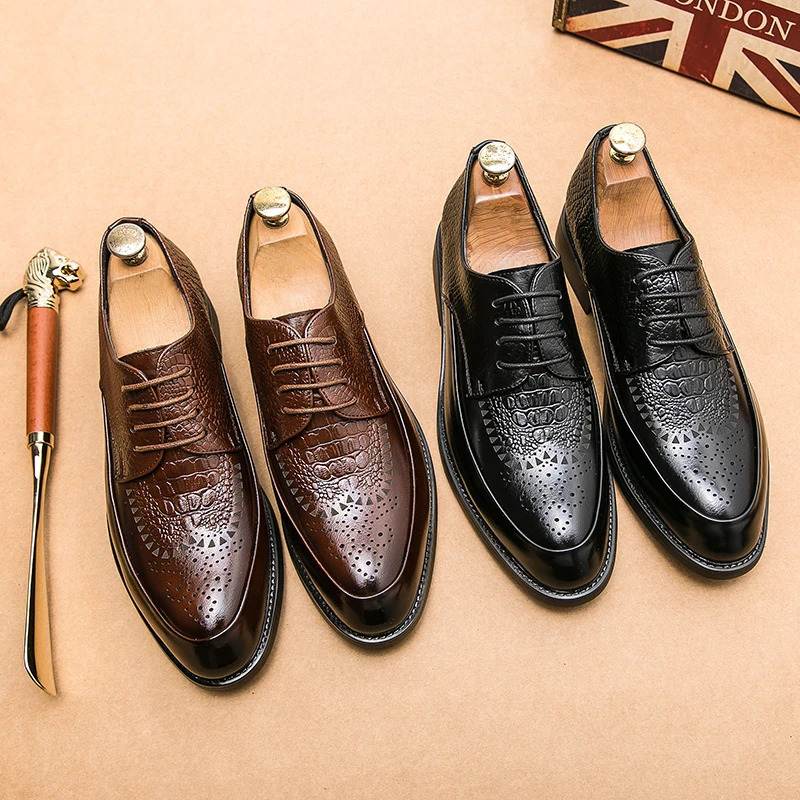 Men Casual Shoes Brock Oxford Retro Leather Men Formal Shoes Spring Mens Shoes For Men Office Social Derby Shoes 240617