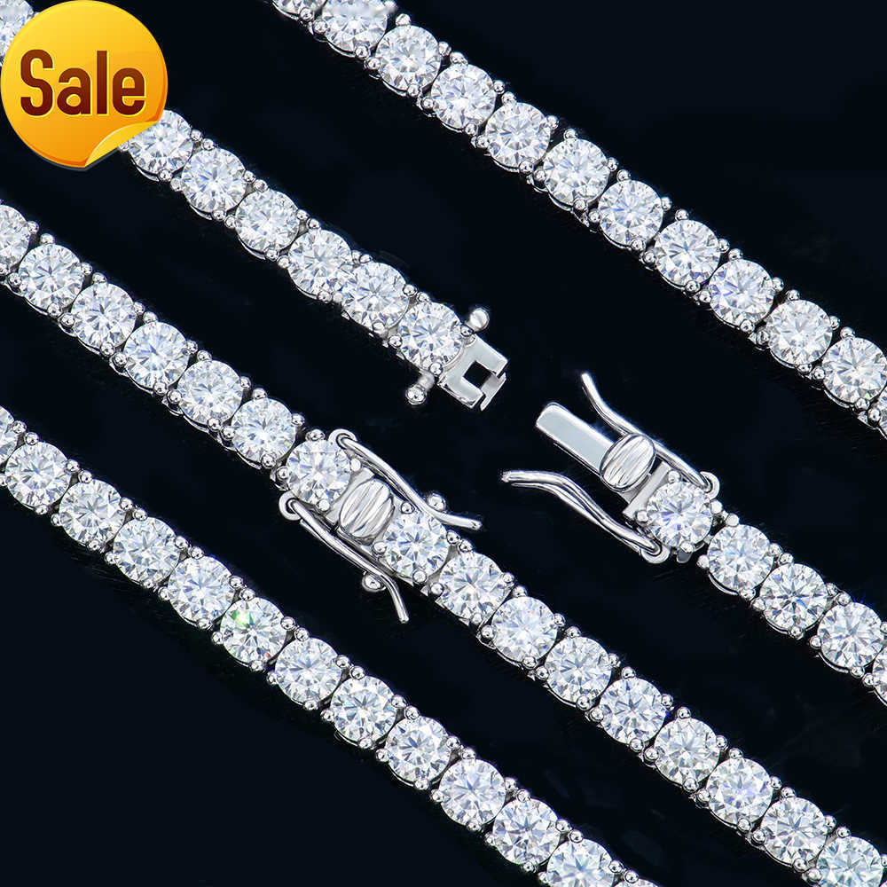 Factory Price bulk men sterg sier 4mm iced out vvs round lab grown dia mossanite moissanite tennis chain necklace