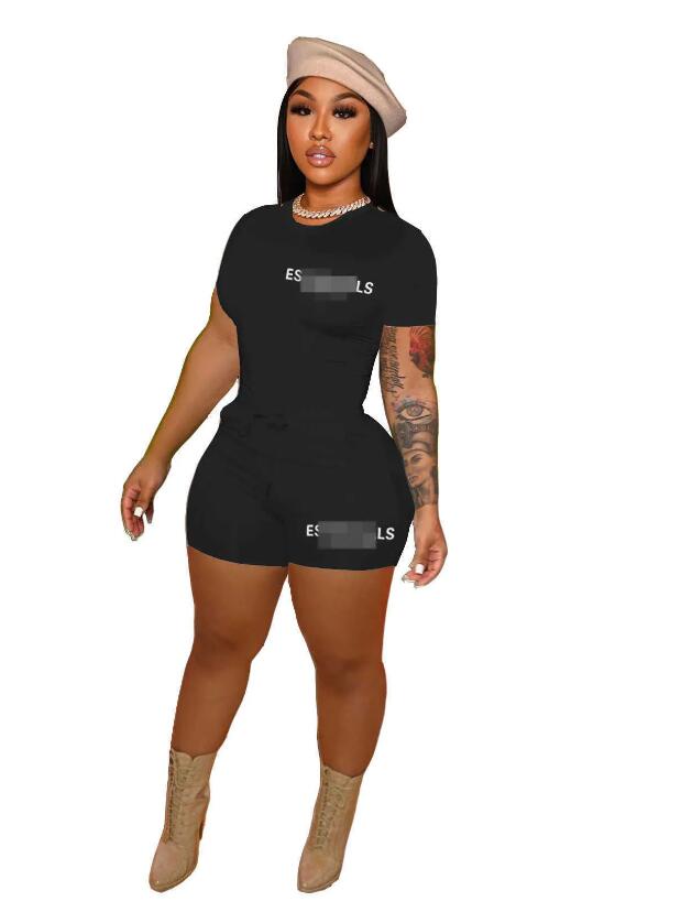 Womens Designer Clothing Tracksuits Summer Sports Outfits 2 Piece Pants Set Letter Printed Short Sleeve T Shirt And Shorts Suit