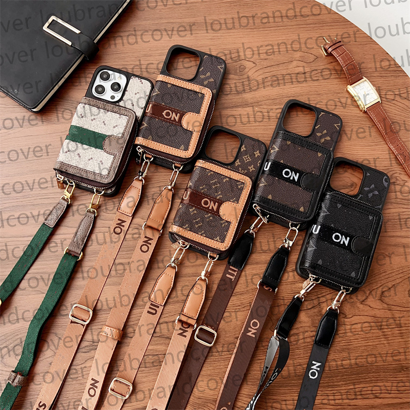 Fashion Crossbody Zipper Wallet Phone Case For iPhone 15 Pro Max 14 Pro Max 13 12 11 15 Plus XS Max XR Samsung S24 Ultra S23 Plus S22 S21 Case Card Slot Holder Leather Cover