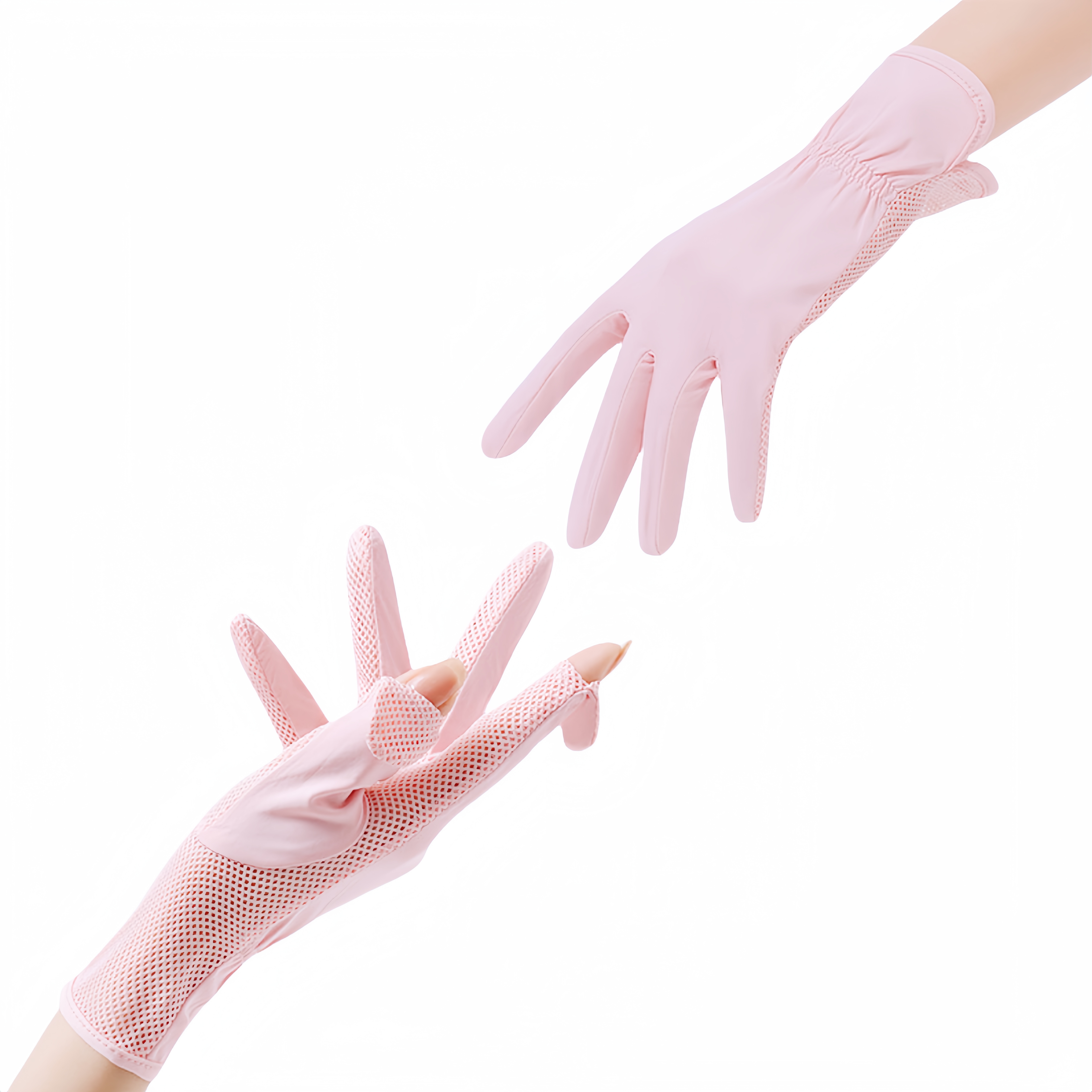 Summer cycling and driving, UV resistant, foldable touch screen, breathable ice silk gloves, cool feeling