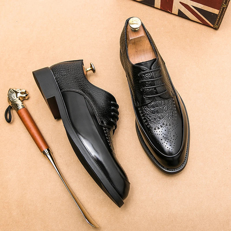 Men Casual Shoes Brock Oxford Retro Leather Men Formal Shoes Spring Mens Shoes For Men Office Social Derby Shoes 240617