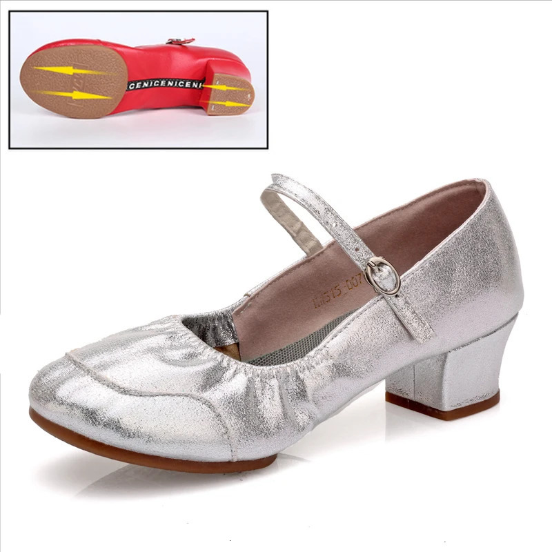 Girls Woman Ladies for Dance-Shoes Latin Ballroom Modern Salsa Practise Dancing Shoes Closed Toe Square Dance Soft Rubber Sole