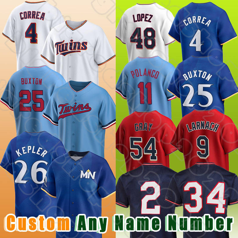 4 Carlos Correa Baseball Jerseys 26 Max Kepler 25 Byron Buxton Royce Lewis Pablo Lopez Twins Kirby Puckett Minnesota Rod Carew Nick Gordon Trevor Larnach Celestino