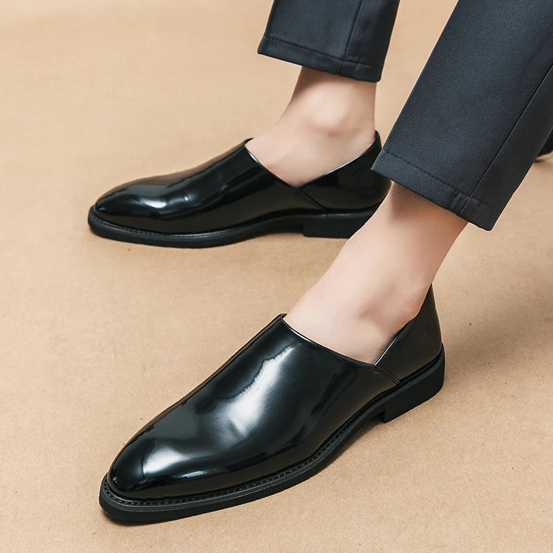 Loafers Fashion Mens Patent Leather Casual Business Driving Daliy Home Able to Step on Back Of the Shoes