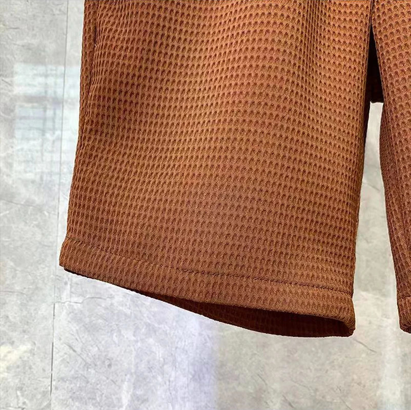 Korean Style Men Short Sleeved Suits Jackets And Shorts Male Simple Solid Houndstooth Fabric Comfortable Slim Fit Two-piece Sets 240617