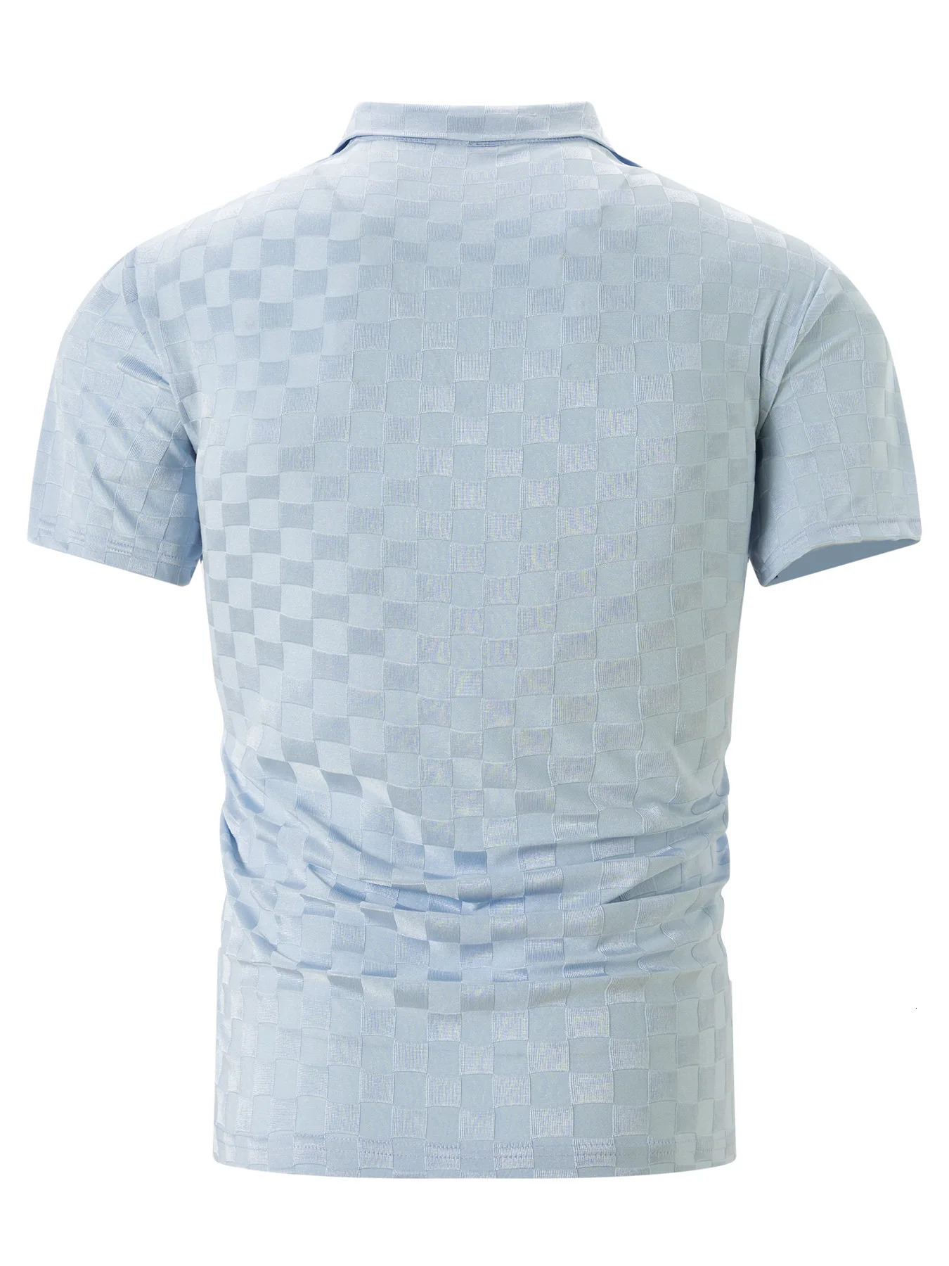 Mens short-sleeved polo shirt jacquard check lapel T-shirt mens sports casual fashion mens spring summer top 240618