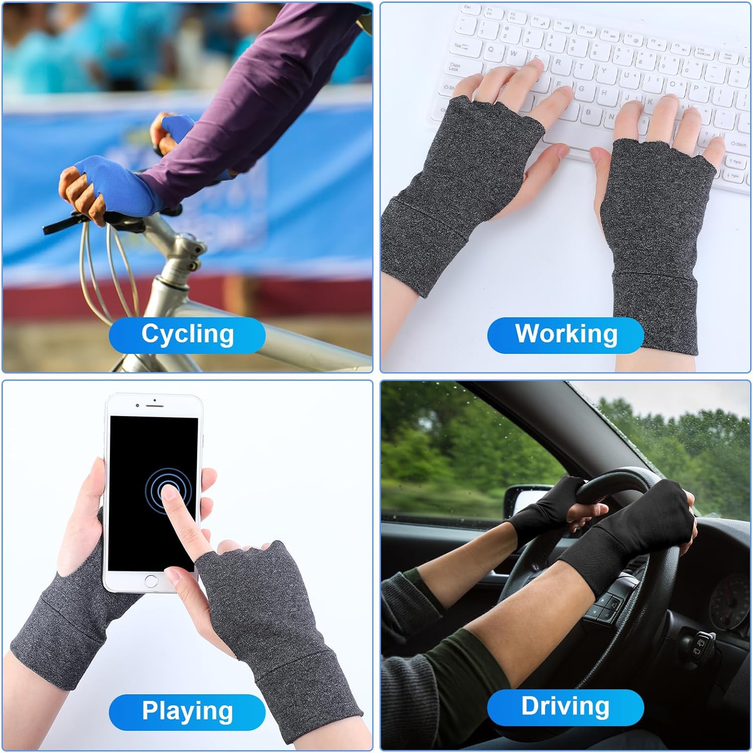 Pressure reducing gloves, fingerless gloves, outdoor gloves for crochet sewing gloves