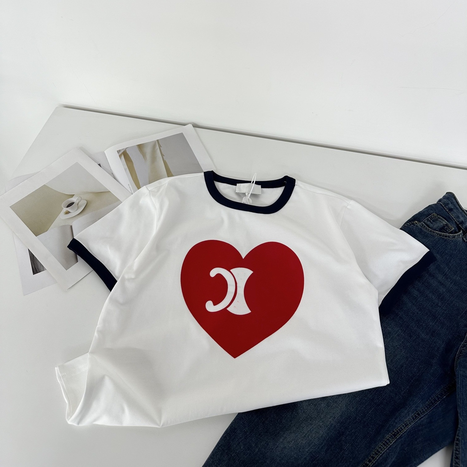 Cute Korean T Shirts - Womens Color Block Cotton Tee Round Neck Short Sleeve Top - Korean Fashion T Shirts - Loose Fit Versatile Casual Wear