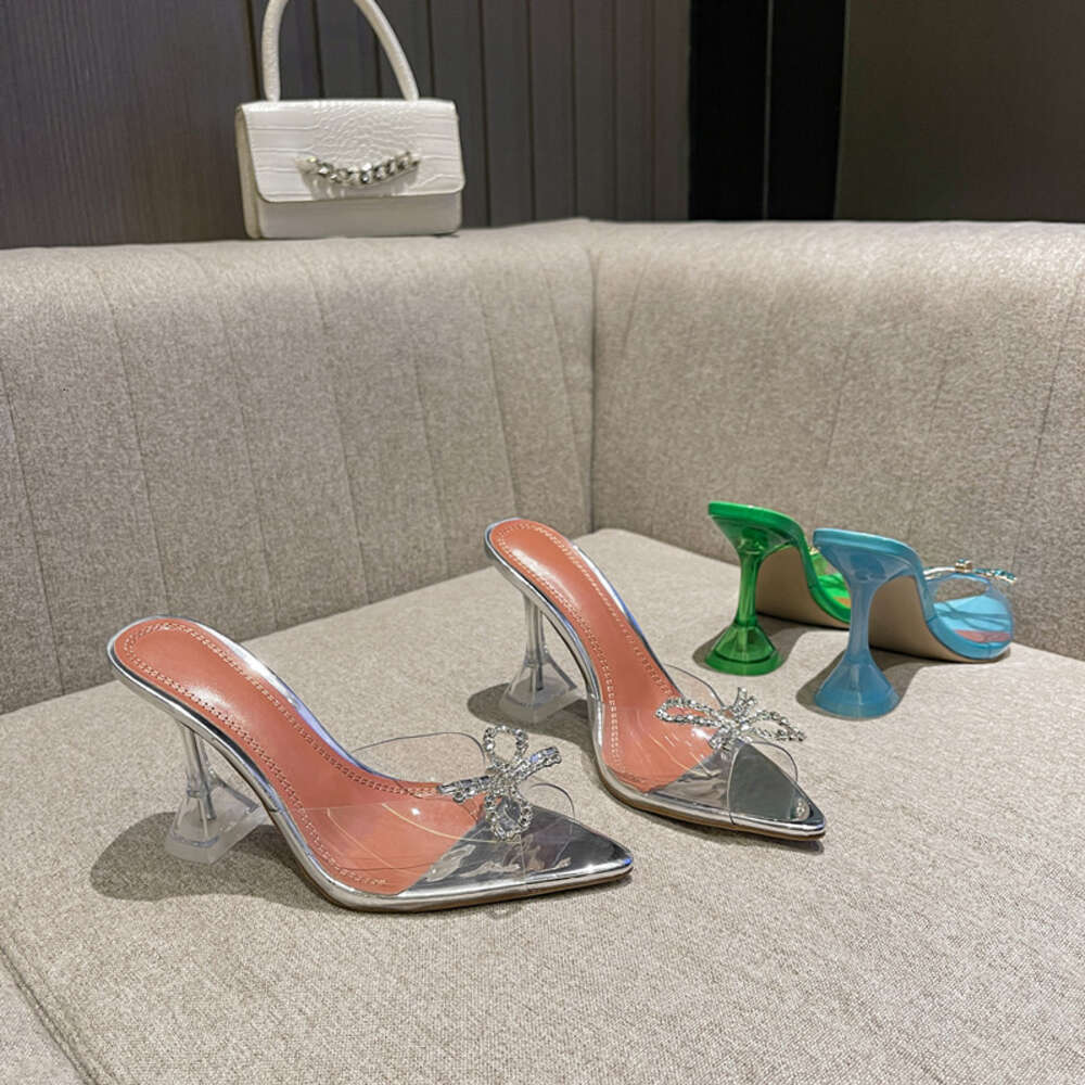 2024 Trendy Rhinestones Bowknot Women's Sandals New - Red Hot PVC Summer Jelly High Heels