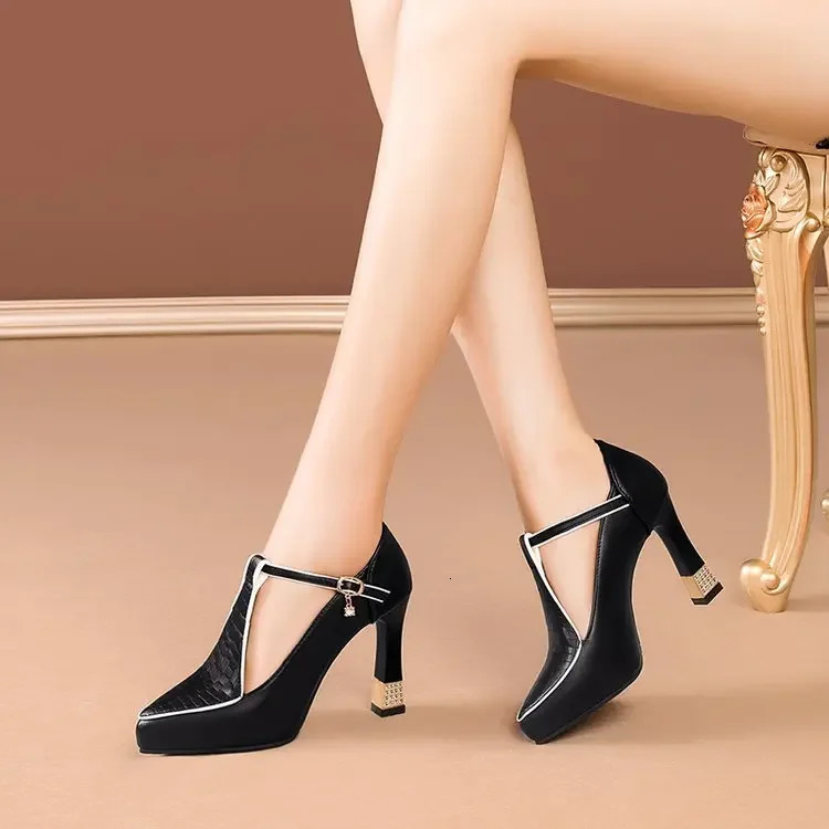 9.5 Sexy Mid High Heels Womens Pointy Party 2024 Summer Fashion Dress Elegant Shoes Slim High Heels Womens Advanced Fashion Shoes 240617