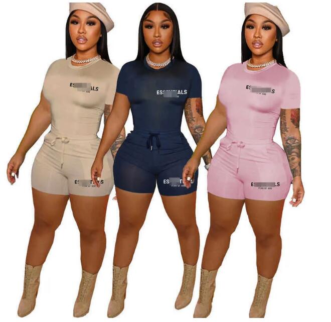 Womens Designer Clothing Tracksuits Summer Sports Outfits 2 Piece Pants Set Letter Printed Short Sleeve T Shirt And Shorts Suit