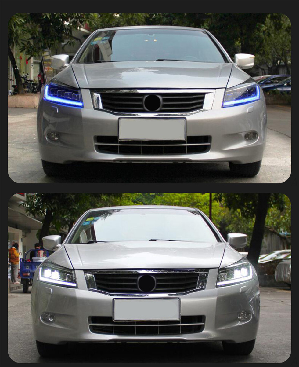 LED Headlight for Accord 2008-2012 Dynamic Signal LED DRL Hid Head Lamp Angel Eye 4 lens Headlights