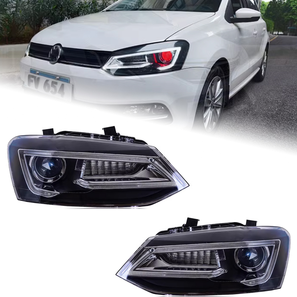 For VW Polo Headlight 2010-20 18 Vento Turn Signals LED Daytime Running Lights New Upgrade Headlamps